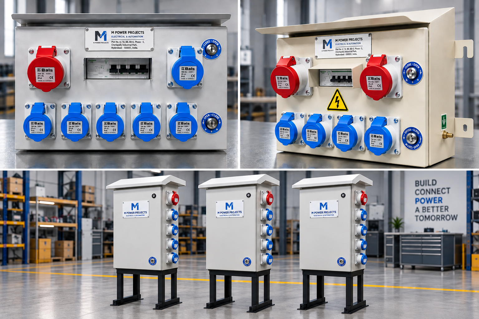 M-Power power socket panel with accessible electrical outlets and controls